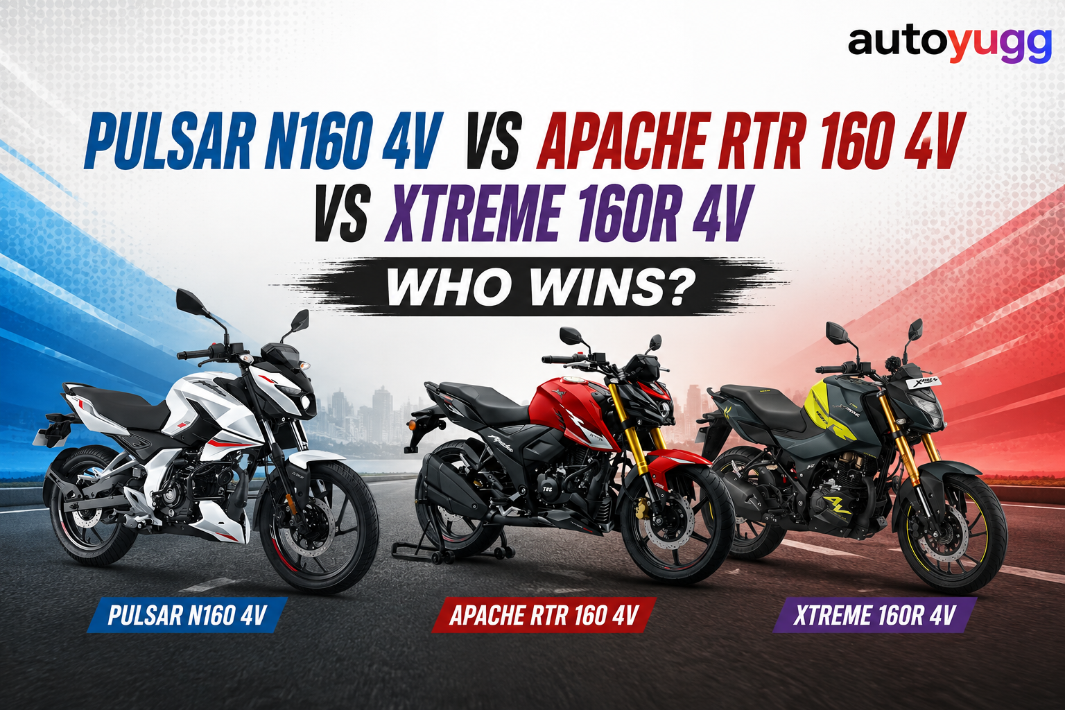 Pulsar N160 4V vs Apache RTR 160 4V vs Xtreme 160R 4V. Who Wins?